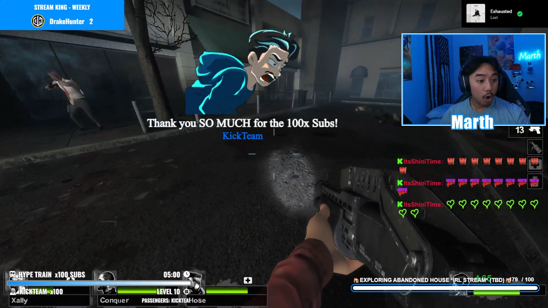 ItsMarth streaming the game Left4Dead on Kick
