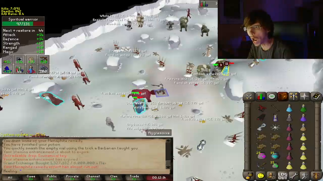 Heeling streaming Old School Runescape on Kick